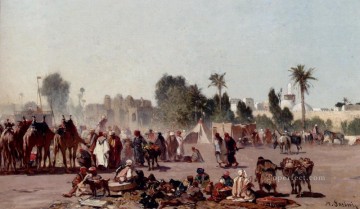  Arabian Oil Painting - The Traders Arabian Alberto Pasini